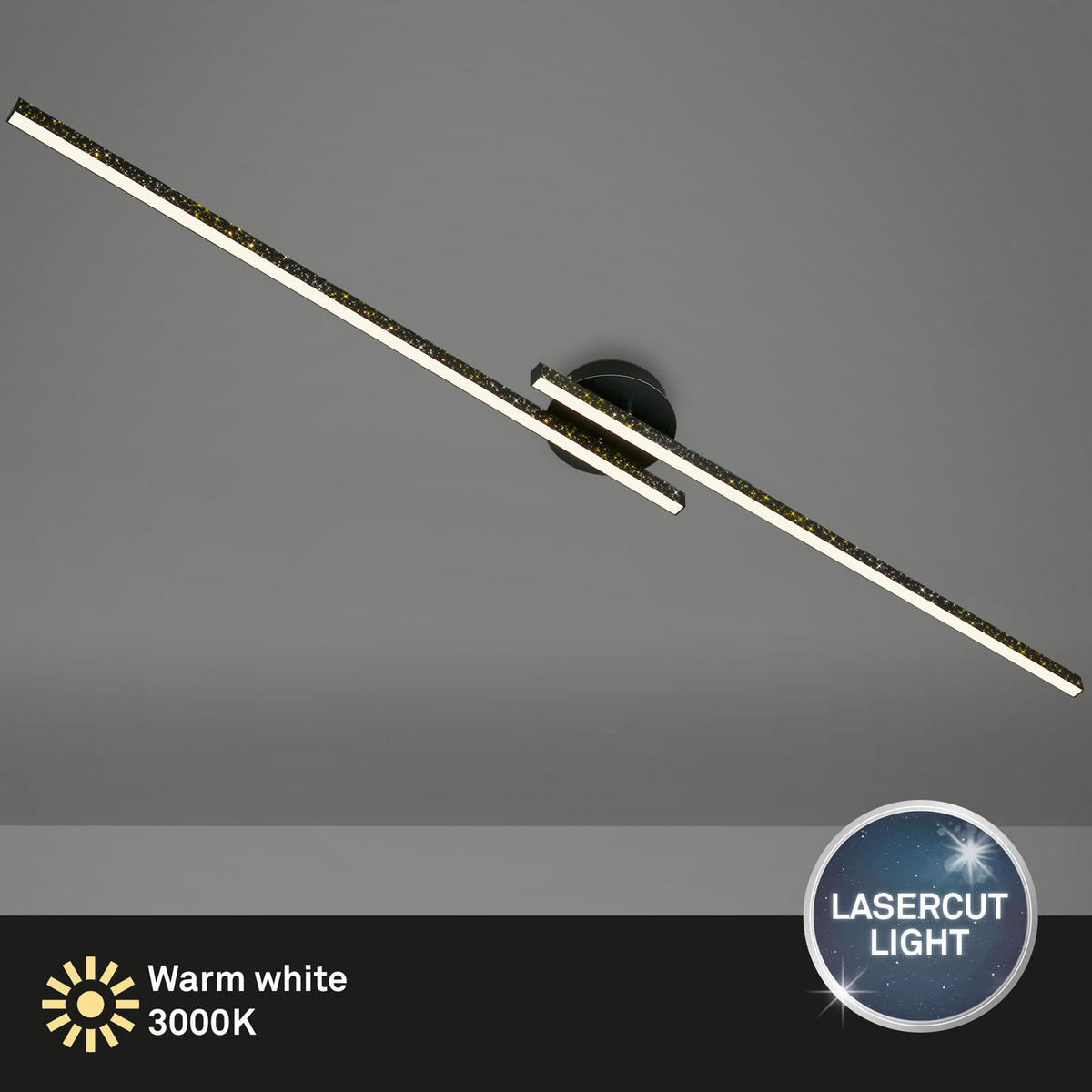 LED PLAFONJERA  - crna, Dizajnerski, metal/plastika (135/14/6,5cm)