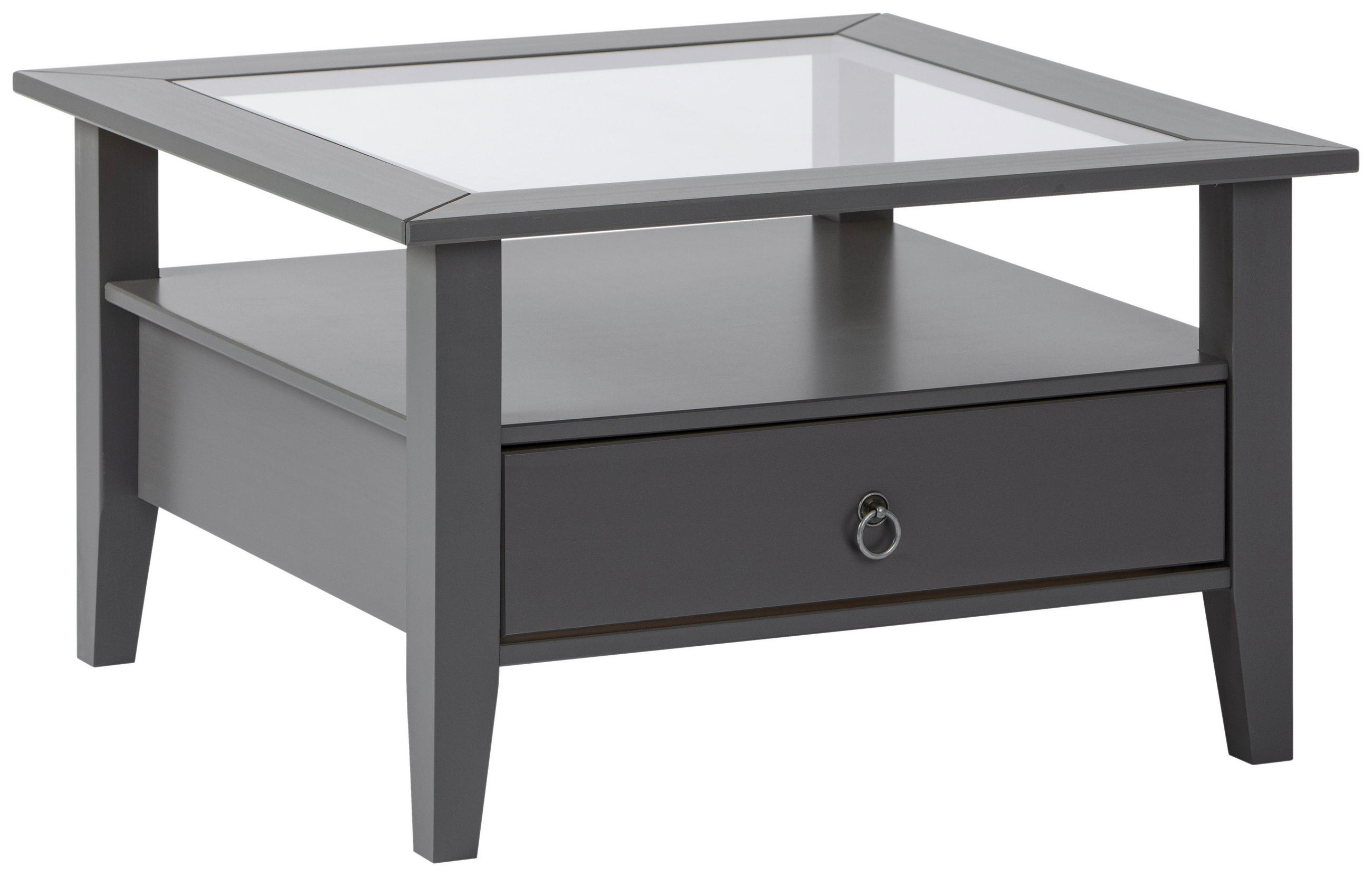 COUCHTISCH Kiefer massiv 75/75/45 cm quadratisch Grau  - Grau, Basics, Glas/Holz (75/75/45cm) - MID.YOU