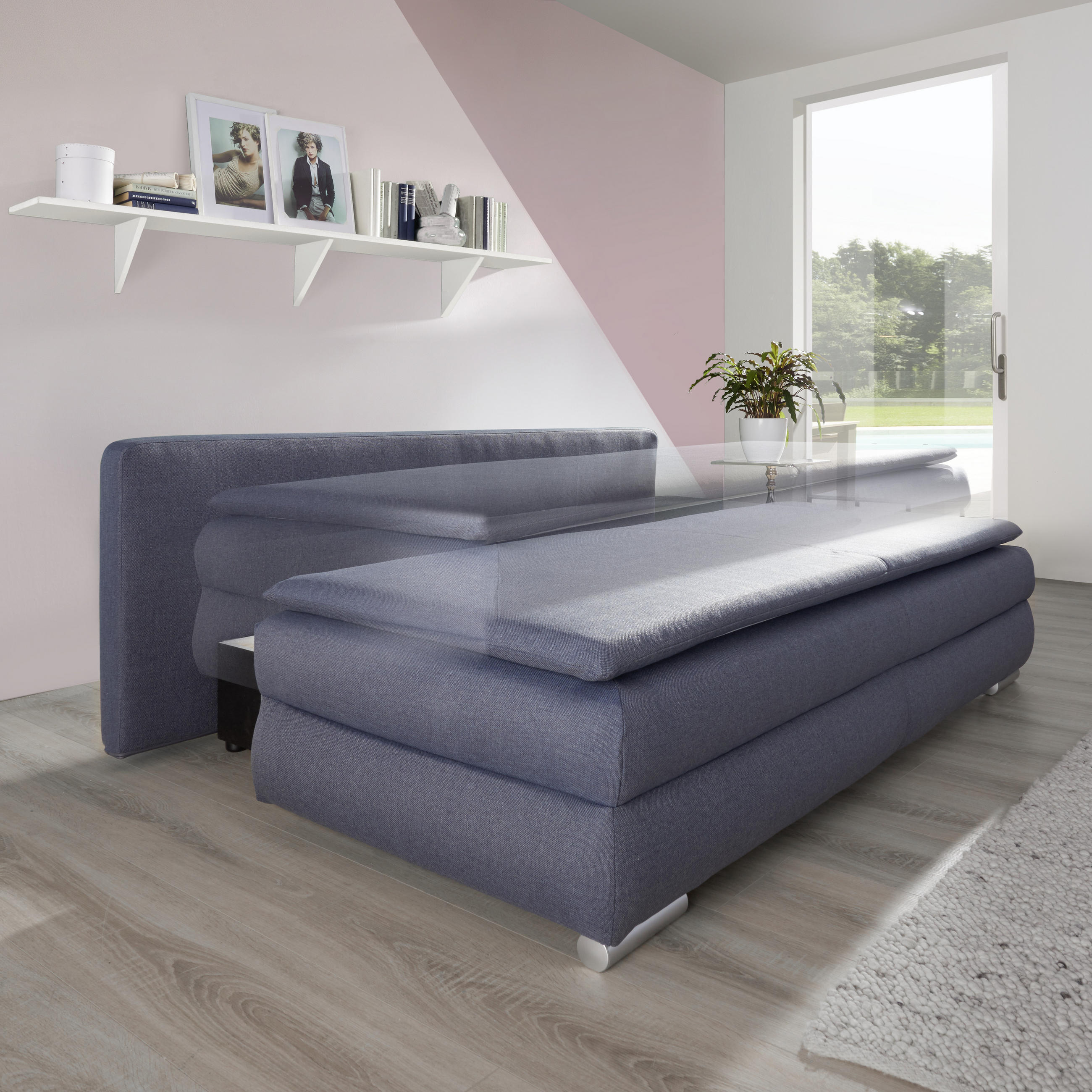 ROZKLADACIA POHOVKA, textil, tmavosivá - strieborná/tmavosivá, Konventionell, textil/plast (207/94/90cm) - Livetastic