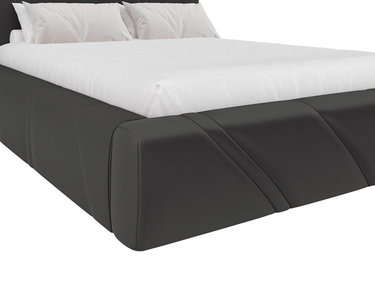 POLSTERBETT 140/200 cm,  in Anthrazit, gepolstertes Kopfteil, Lattenrost, Bettkasten,  - Anthrazit/Schwarz, Design, Holz/Kunststoff (140/200cm) - Chameo