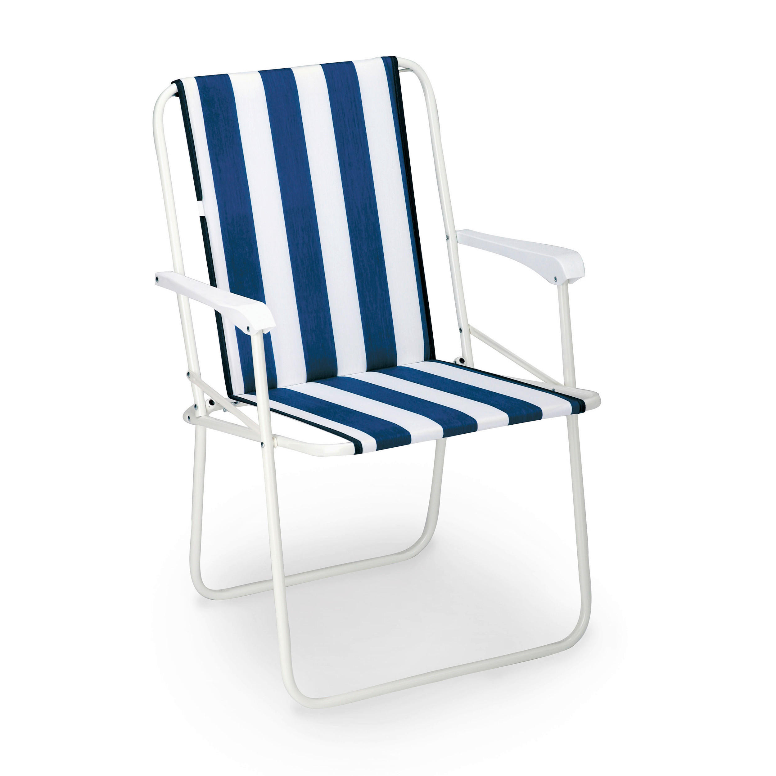 KLAPPSTUHL in Metall, Textil Blau, Weiß  - Blau/Weiß, Basics, Textil/Metall (56/78/53cm) - Gardenson
