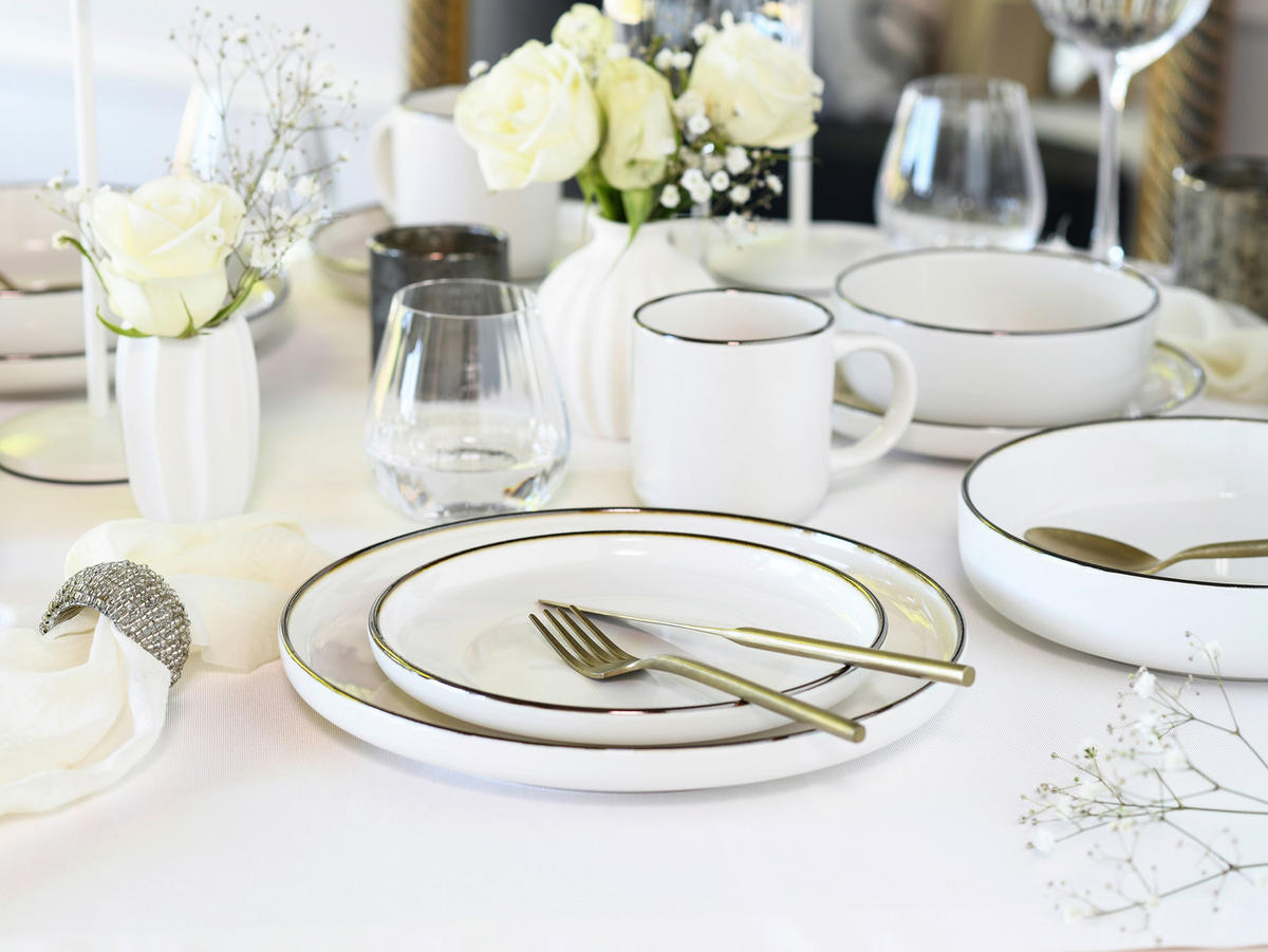 KOMPLETT SERVIS Nordic Festive Creme 30 delar  - guldfärgad/cremefärgad, Basics, keramik - Creatable