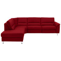 ECKSOFA in Echtleder Rot  - Rot/Alufarben, Basics, Leder/Metall (249/290cm) - Beldomo Premium