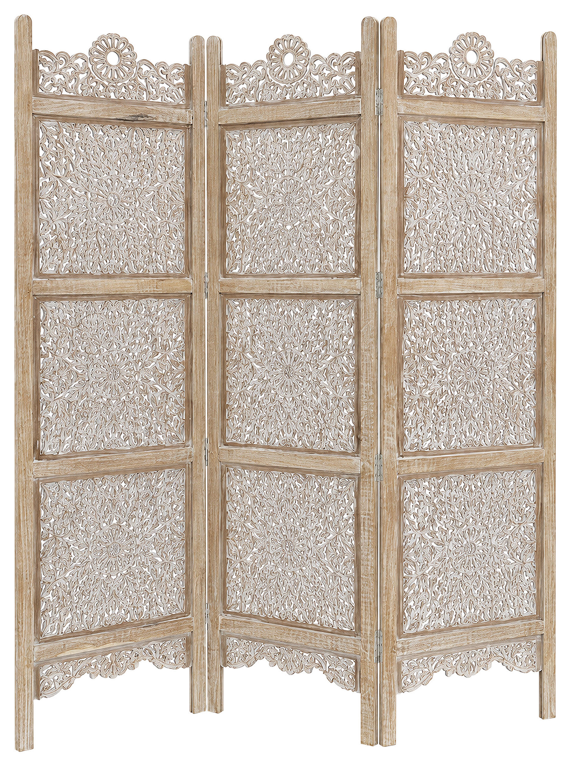 SKÄRMVÄGG  i trä, trämaterial  vit  - vit, Trend, trämaterial/trä (150/180cm) - Ambia Home