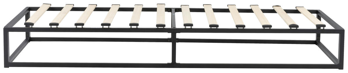 METALLBETT 90/200 cm  in Naturfarben, Schwarz  - Schwarz/Naturfarben, Basics, Holz/Metall (90/200cm) - Boxxx