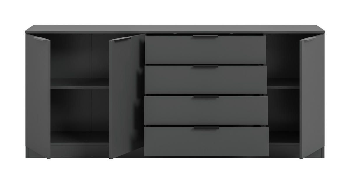 KOMMODE  in 185/79/35 cm  - Anthrazit/Schwarz, Design, Holzwerkstoff/Kunststoff (185/79/35cm) - Livetastic