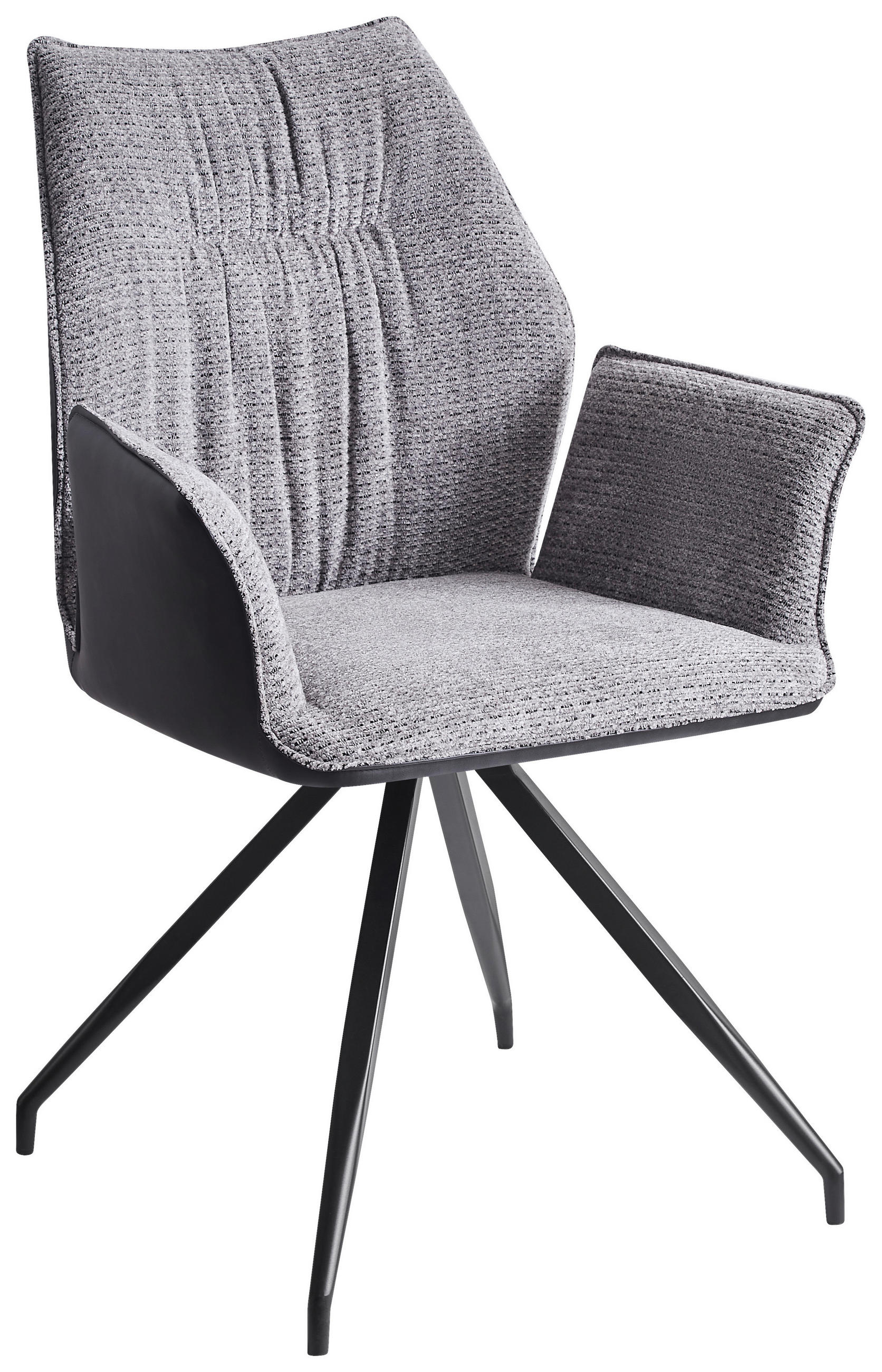 ARMLEHNSTUHL  in Eisen Lederlook, Struktur  - Hellgrau/Schwarz, Design, Textil/Metall (63/91/60cm) - Carryhome