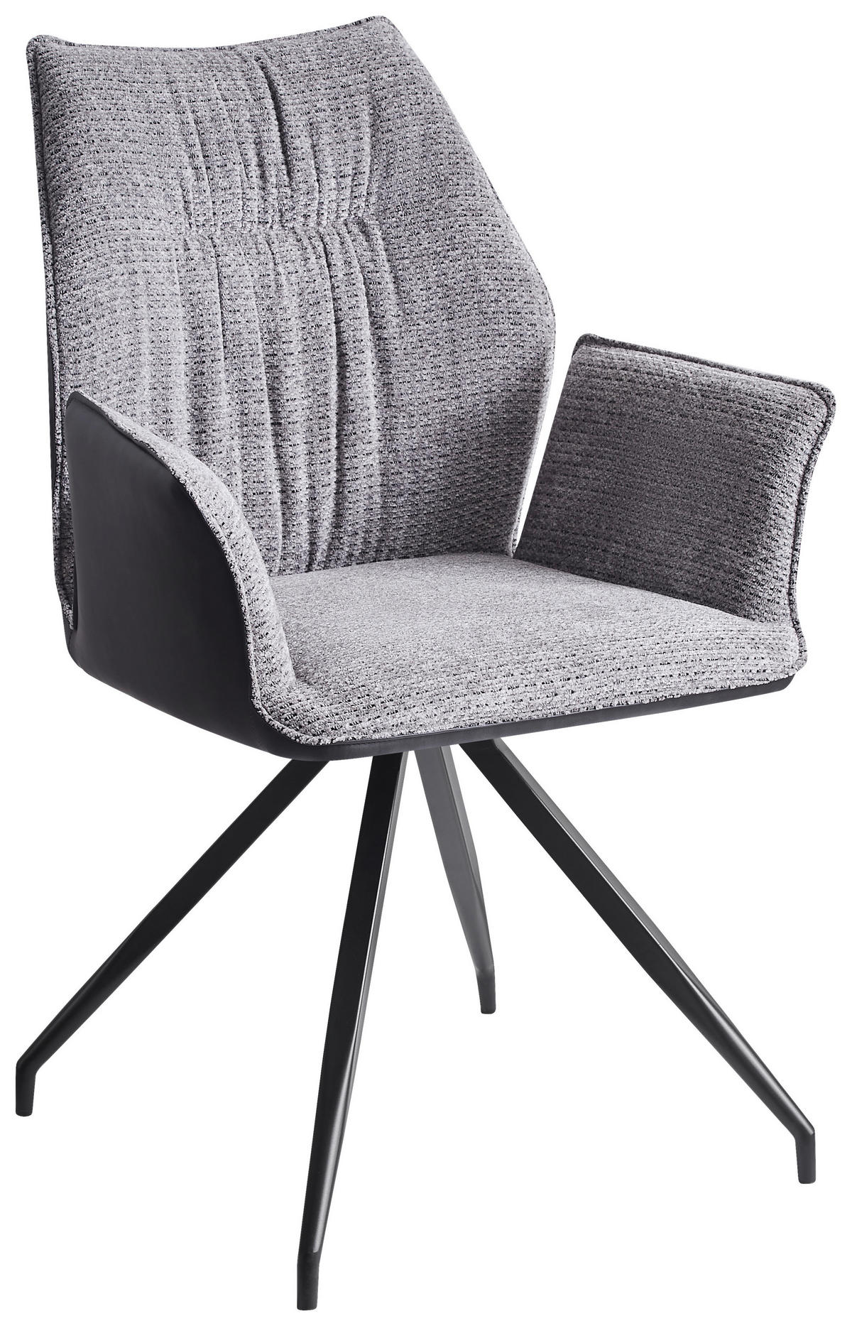 ARMLEHNSTUHL  in Eisen Lederlook, Struktur  - Hellgrau/Schwarz, Design, Textil/Metall (63/91/60cm) - Carryhome