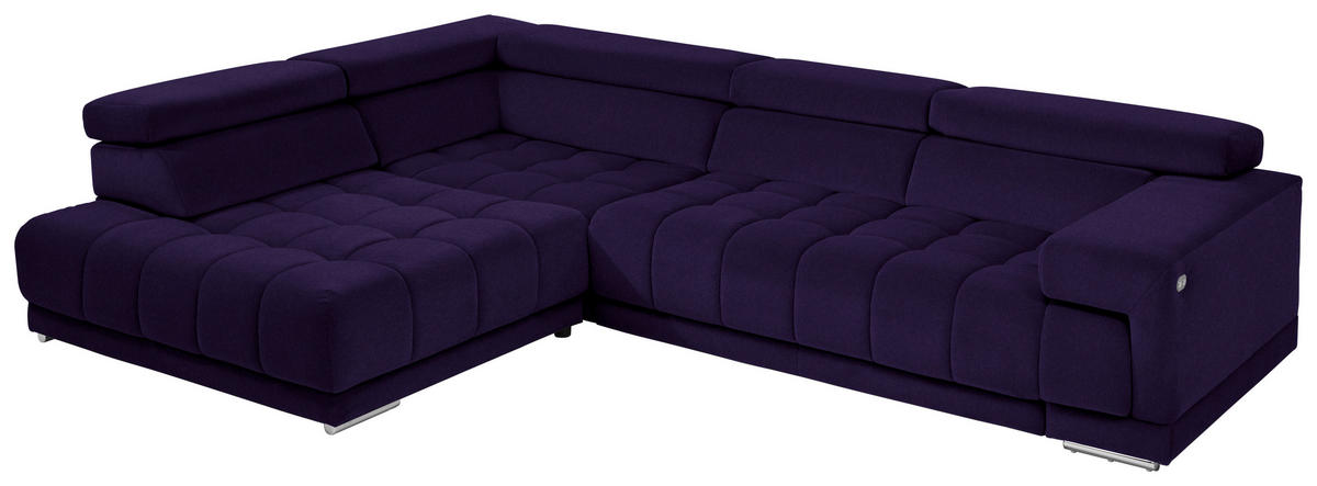 ECKSOFA in Mikrofaser Violett  - Chromfarben/Violett, Design, Textil/Metall (222/326cm) - Beldomo Speed