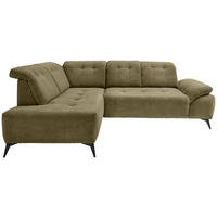 ECKSOFA in Cord Olivgrün  - Schwarz/Olivgrün, Modern, Textil/Metall (200/272cm) - Livetastic