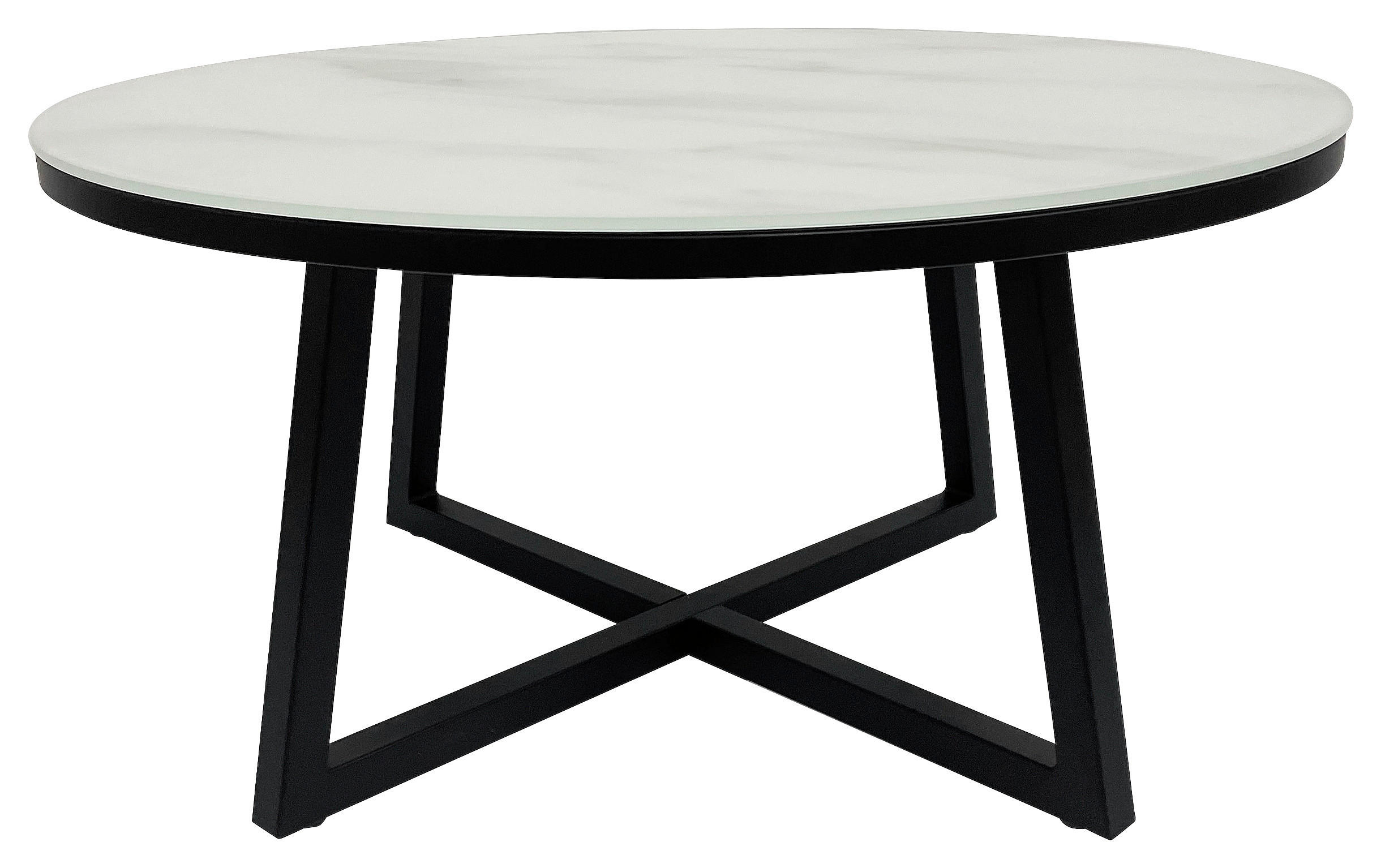 COUCHTISCH ESG 80/80/40 cm rund Schwarz, Weiß  - Schwarz/Weiß, Design, Glas/Metall (80/80/40cm) - Xora