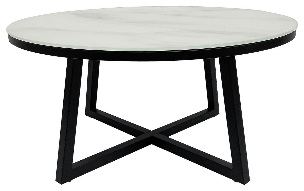COUCHTISCH in Metall, Glas 80/80/40 cm  - Weiss/Schwarz, Design, Glas/Metall (80/80/40cm) - Xora