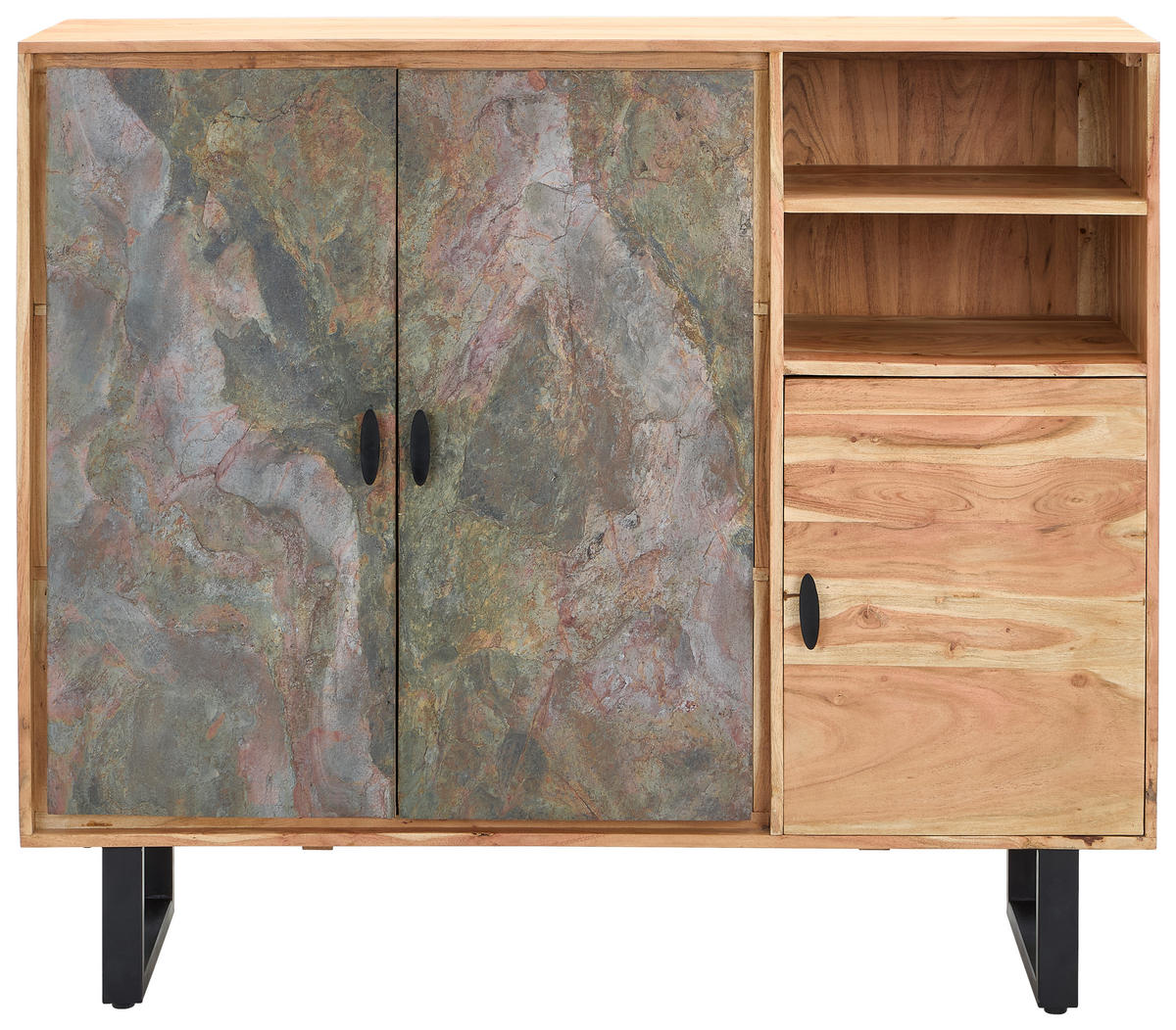 Tallinn Sideboard Bissau  in 140/120/40 cm  - Goldfarben/Naturfarben, Natur, Holz/Metall (140/120/40cm) - Livetastic