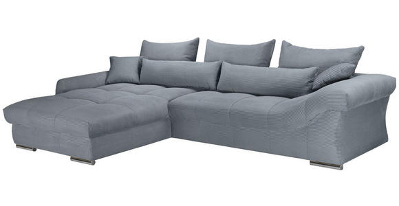 ECKSOFA Dunkelgrau Cord Zierkissen, Rückenkissen, Rücken echt  - Chromfarben/Dunkelgrau, KONVENTIONELL, Textil/Metall (225/335cm) - Carryhome