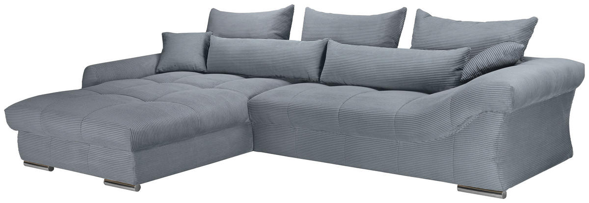 ECKSOFA Dunkelgrau Cord  - Chromfarben/Dunkelgrau, KONVENTIONELL, Textil/Metall (225/335cm) - Carryhome