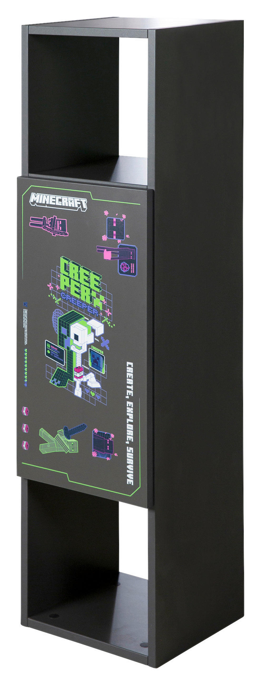 REGAL Anthrazit  - Anthrazit, MODERN, Holzwerkstoff (124/32/32cm) - Minecraft