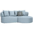 ECKSOFA in Flachgewebe Blau  235/166 cm  - Blau/Schwarz, MODERN, Kunststoff/Textil (235/166cm) - Hom`in