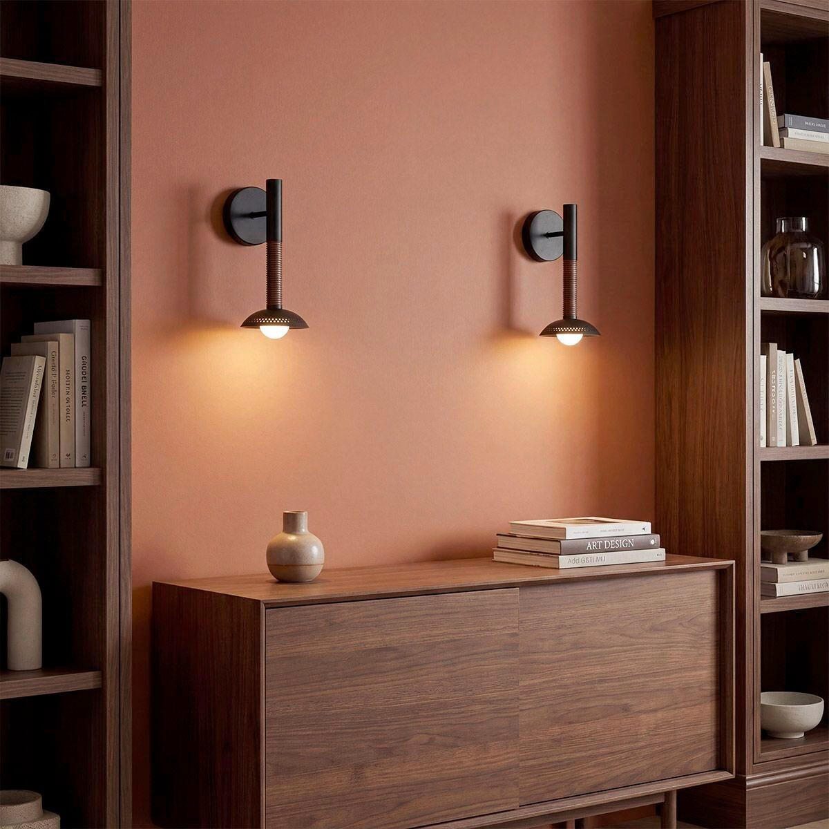 LED-WANDLEUCHTE Alora Mood 57,2/15,2 cm  - Walnussfarben/Schwarz, Design, Glas/Metall (57,2/15,2cm) - Elstead Lighting