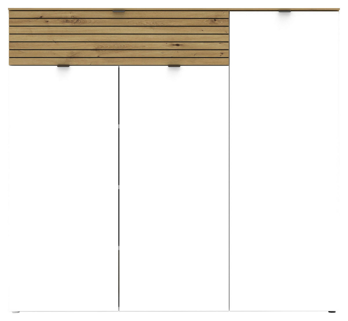 OMARA ZA ČEVLJE bela, hrast artisan - črna/bela, Moderno, kovina/leseni material (136/125/41cm) - Voleo