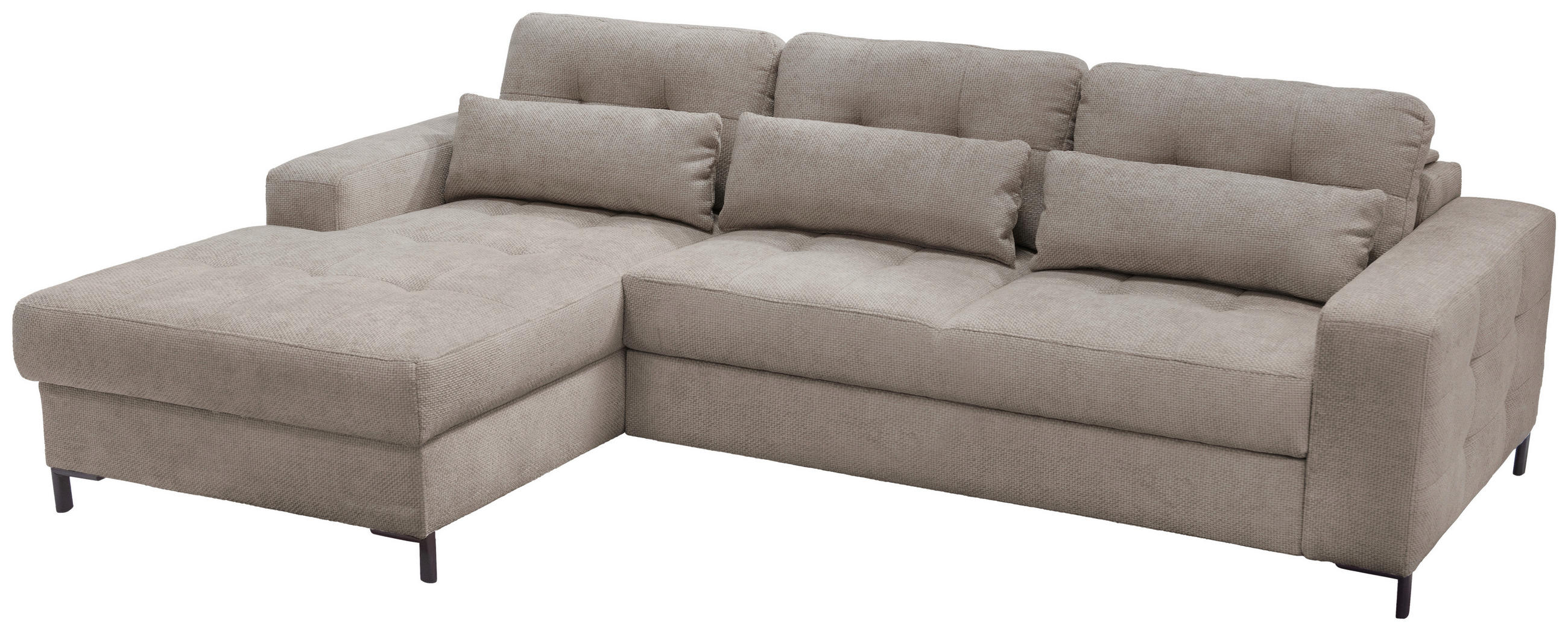 ECKSOFA in Struktur Hellbraun  - Hellbraun/Schwarz, Design, Textil/Metall (176/255cm) - Livetastic