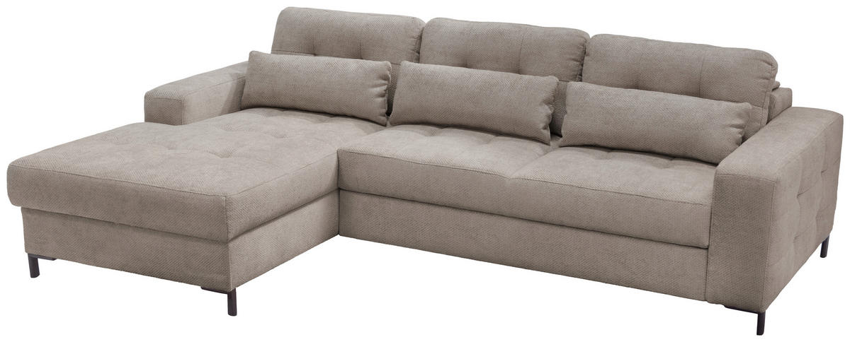 ECKSOFA in Struktur Hellbraun  176/255 cm  - Hellbraun/Schwarz, Design, Textil/Metall (176/255cm) - Livetastic