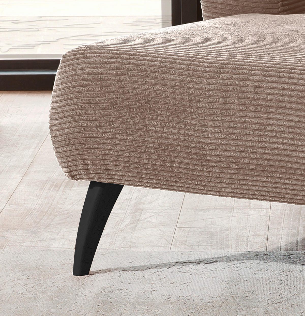 XXL-SESSEL in Cord Graubraun  - Graubraun/Schwarz, Modern, Holz/Textil (108/84/155cm) - MID.YOU