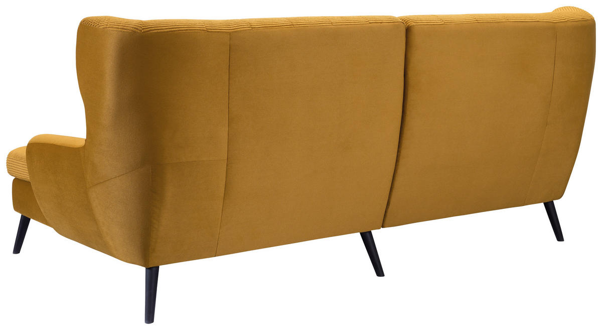 ECKSOFA in Cord Currygelb  - Currygelb/Schwarz, Design, Holz/Textil (237/165cm) - Stylife