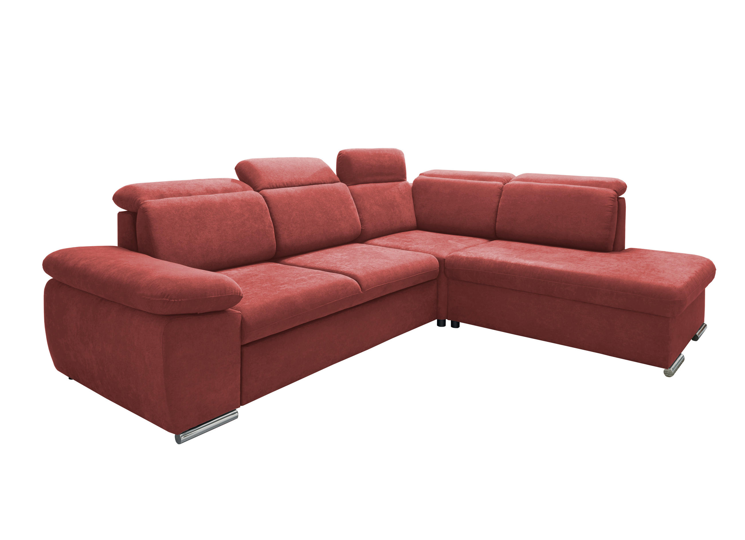 ECKSOFA Mikrofaser Rot  - Chromfarben/Rot, Design, Textil/Metall (283/228cm) - Livetastic