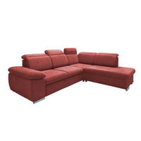 ECKSOFA Mikrofaser Rot  - Chromfarben/Rot, Design, Textil/Metall (283/228cm) - Livetastic
