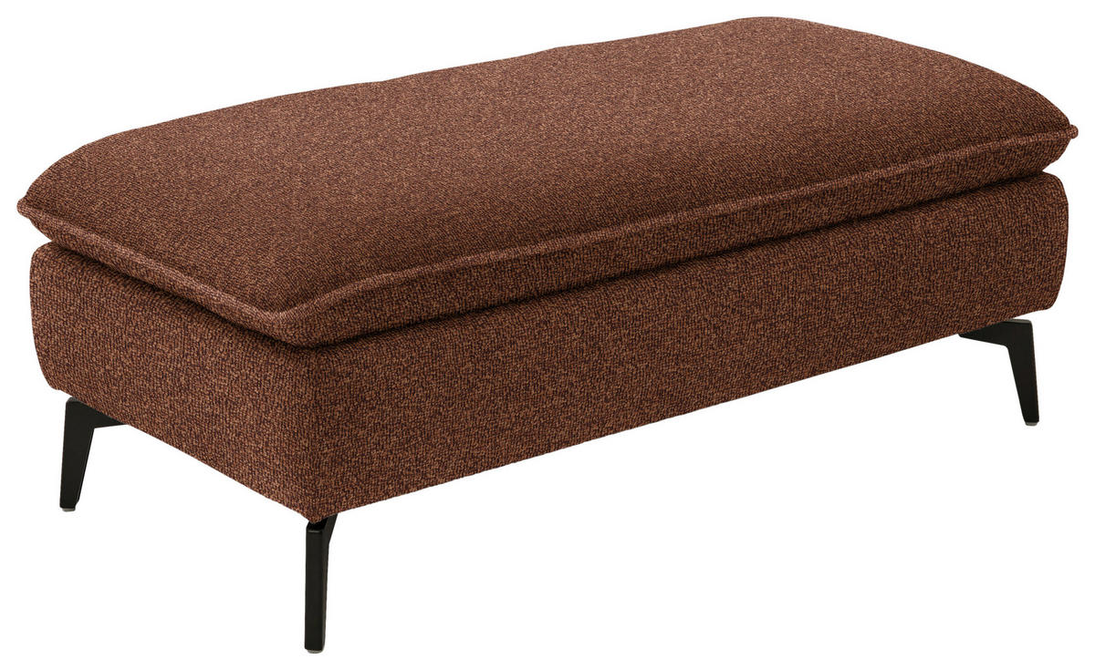 HOCKER in Textil Rostfarben  - Rostfarben/Schwarz, Design, Textil/Metall (130/46/65cm) - Valdera