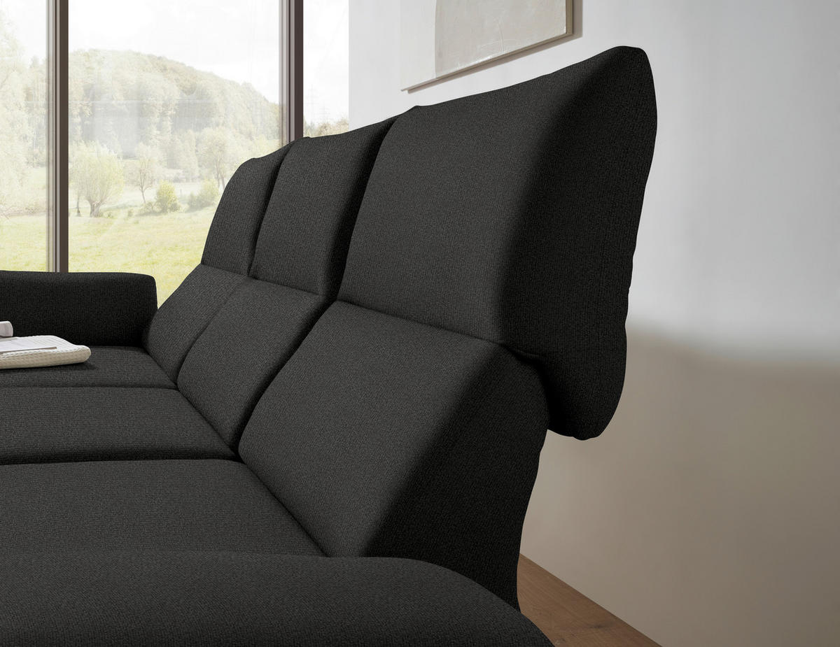 ECKSOFA  in Flachgewebe Anthrazit  175-224/255-365 cm  - Anthrazit/Schwarz, Design, Textil/Metall (175-224/255-365cm) - Dieter Knoll