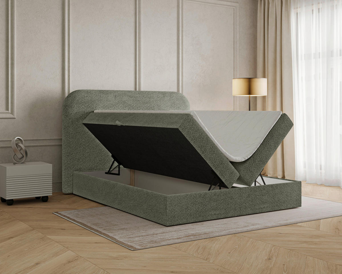 BOXBETT 140/200 cm  in Waldgrün  - Waldgrün/Schwarz, MODERN, Holz/Kunststoff (140/200cm) - MID.YOU