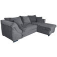 ECKSOFA Dunkelgrau Cord  - Dunkelgrau/Schwarz, KONVENTIONELL, Textil/Metall (258/168cm) - Carryhome