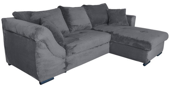 ECKSOFA Dunkelgrau Cord  - Dunkelgrau/Schwarz, KONVENTIONELL, Textil/Metall (258/168cm) - Carryhome