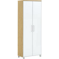GARDEROBNA OMARA furnirano bela, hrast bianco - barve kroma/bela, Design, kovina/steklo (71/193/37cm) - Novel