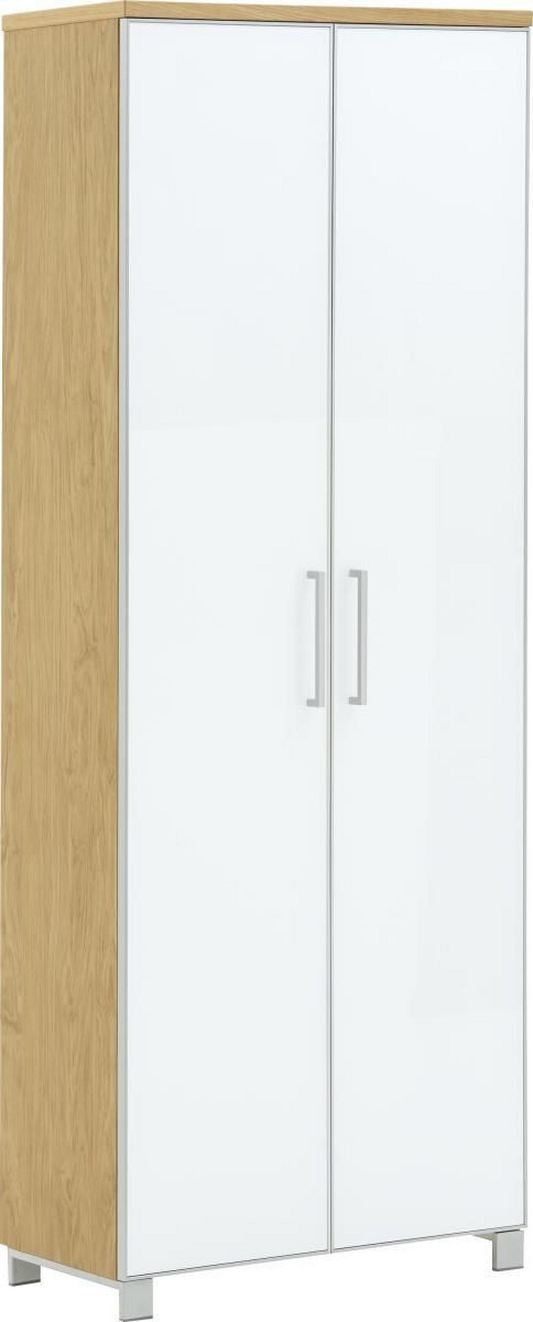 GARDEROBNA OMARA furnirano bela, hrast bianco - barve kroma/bela, Design, kovina/steklo (71/193/37cm) - Novel