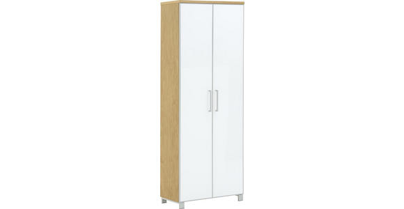 GARDEROBENSCHRANK 71/193/37 cm  - Chromfarben/Eiche Bianco, Design, Glas/Holzwerkstoff (71/193/37cm) - Novel