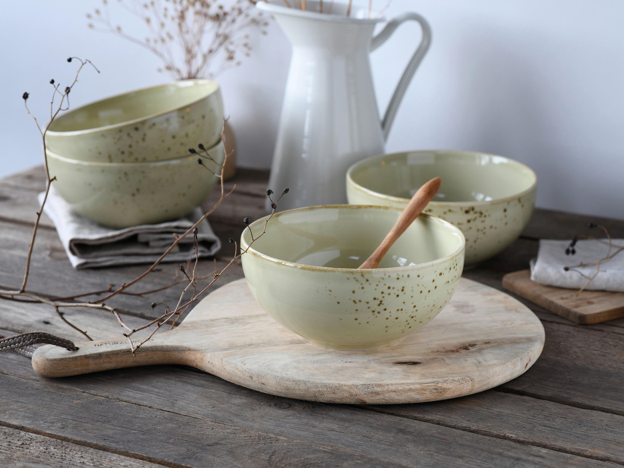 SKÅLSET 4 delar Nature Collection   - salviagrön, Design, keramik - Creatable