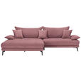 ECKSOFA in Flachgewebe Rosa  - Schwarz/Rosa, MODERN, Textil/Metall (173/297cm) - Carryhome