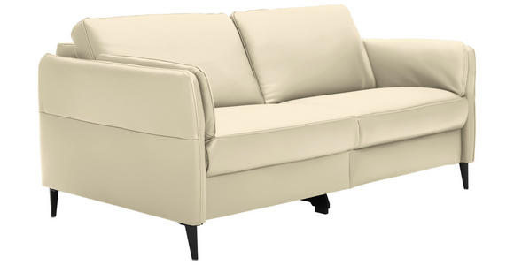 3-SITZER-SOFA Latina in Echtleder Ecru   - Ecru/Schwarz, Design, Leder/Metall (190/84/99cm) - Dieter Knoll