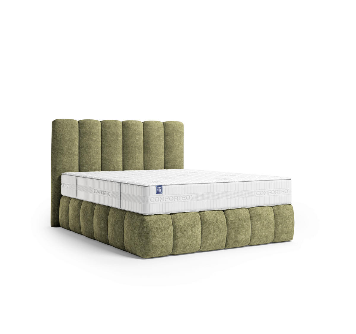 BOXSPRINGBETT 180/200 cm,  in Grün, Matratze, H3 + H4 = fest + sehr fest  - Schwarz/Grün, Modern, Holz/Holzwerkstoff (180/200cm) - MID.YOU