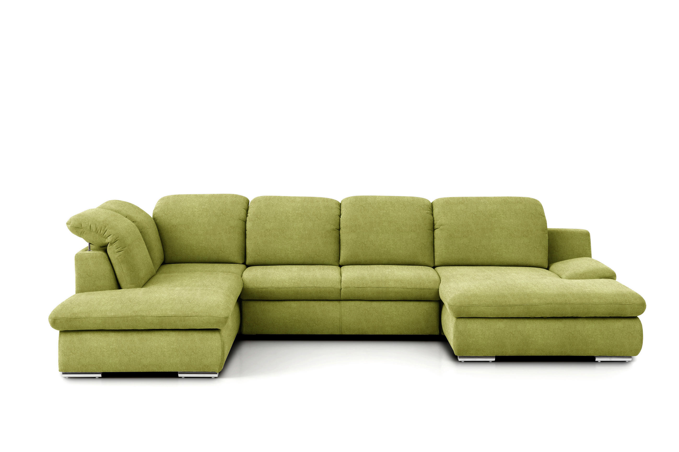 WOHNLANDSCHAFT  in Chenille Grün  - Chromfarben/Grün, Design, Textil/Metall (212/353/165cm) - Livetastic