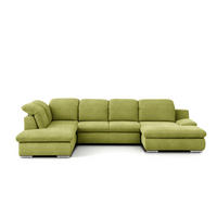 WOHNLANDSCHAFT Grün Chenille  - Chromfarben/Grün, Design, Textil/Metall (212/353/165cm) - Livetastic
