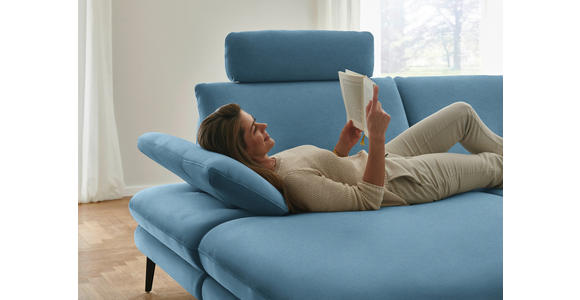 WOHNLANDSCHAFT  in Chenille, Flachgewebe Blau  - Blau/Schwarz, Design, Textil/Metall (180/344/208cm) - Dieter Knoll