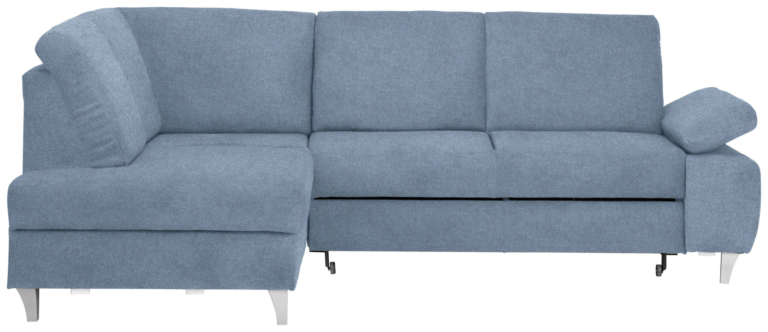 ECKSOFA in Flachgewebe Blau  - Blau/Silberfarben, Konventionell, Holz/Textil (186/255cm) - Cantus