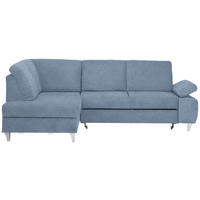ECKSOFA in Flachgewebe Blau  - Blau/Silberfarben, Konventionell, Holz/Textil (186/255cm) - Cantus