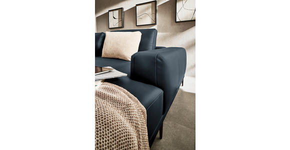 ECKSOFA  in Echtleder Dunkelblau  304/201 cm  - Schwarz/Dunkelblau, Design, Leder/Metall (304/201cm) - Belluti