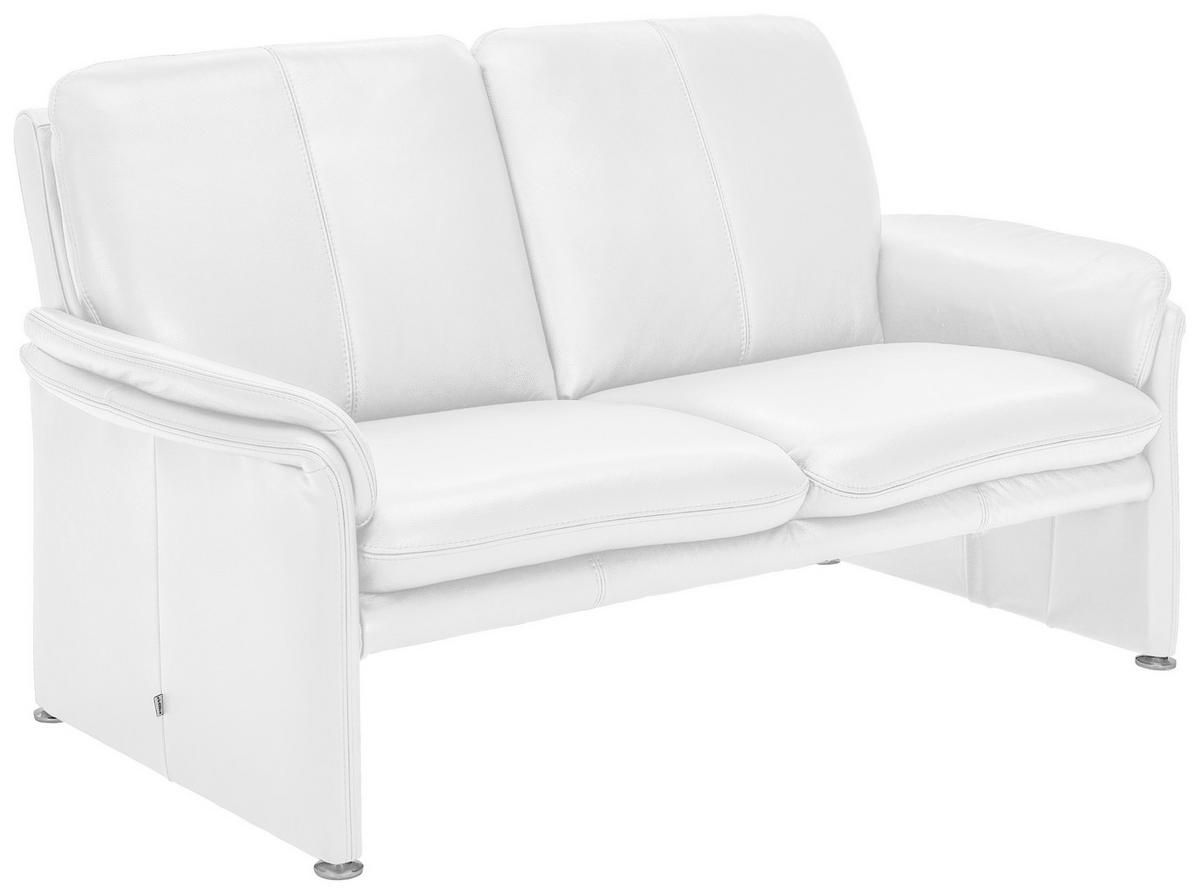 2,5-SITZER Weiß Echtleder  - Chromfarben/Weiß, KONVENTIONELL, Leder/Metall (186/90/86cm) - Celina Home