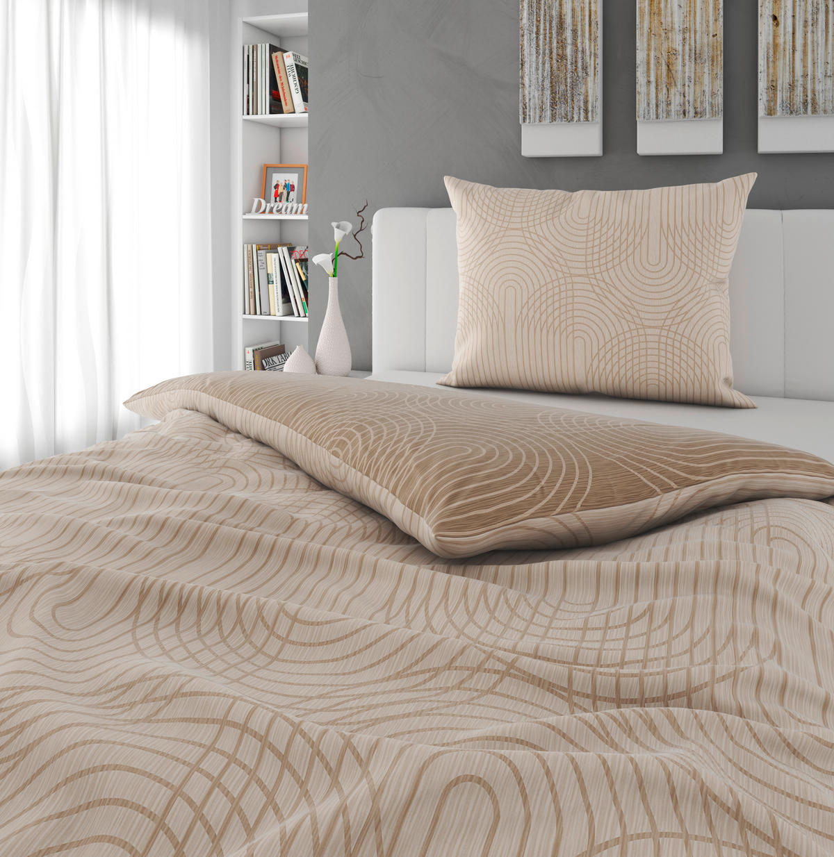 WENDEBETTWÄSCHE TANJA Satin 140/200 cm  - Beige, KONVENTIONELL, Textil (140/200cm) - Novel