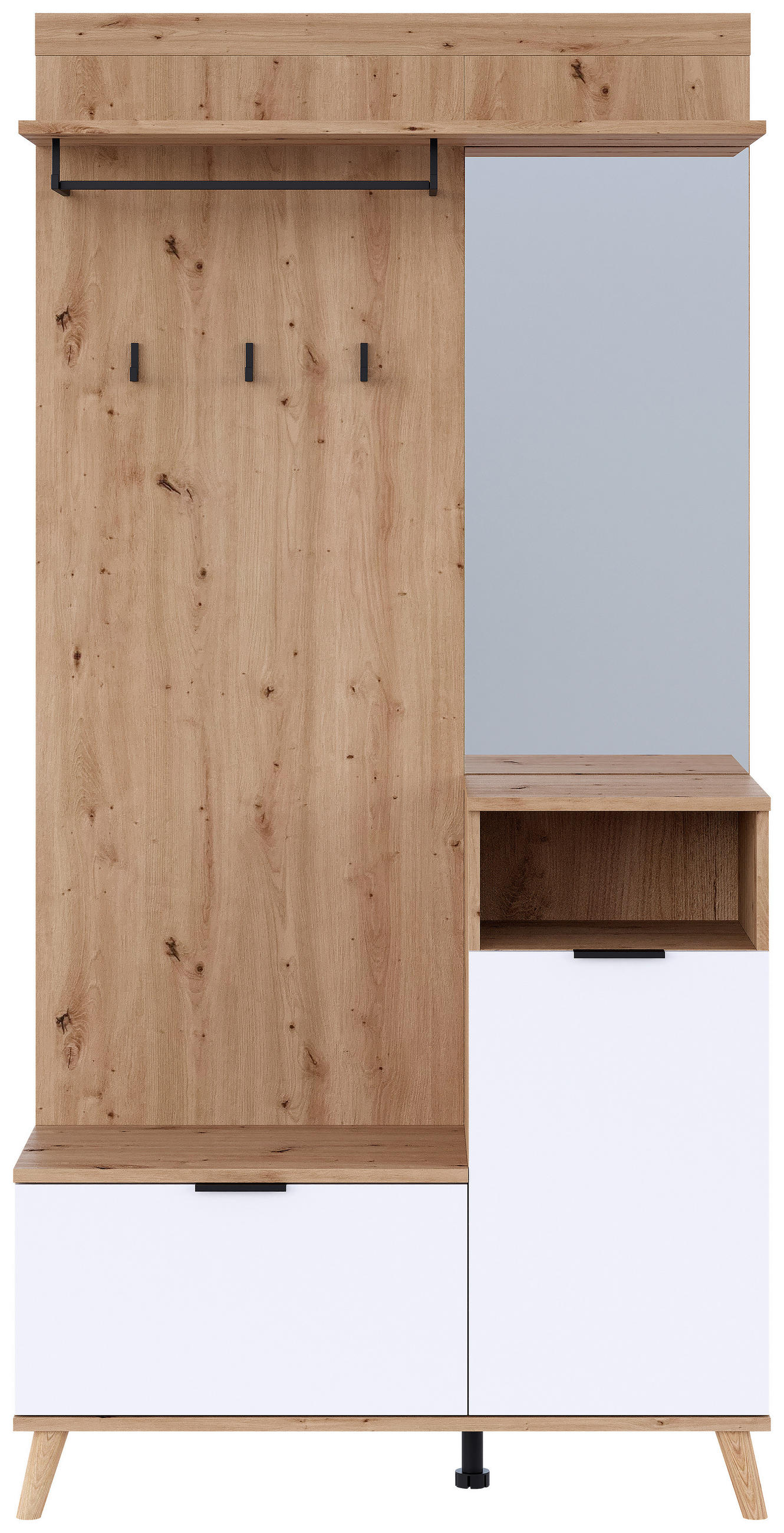 GARDEROBE  in 100/202/40 cm  - Weiß/Eiche Artisan, Design, Glas/Holzwerkstoff (100/202/40cm) - home24